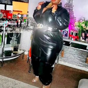 Black leather jumpsuit